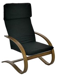 Poltrona in Tessuto e Legno con Cuscino 67x78xH100cm Nera