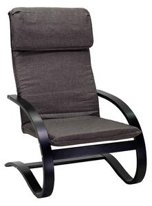 Poltrona in Tessuto e Legno con Cuscino 67x82xH94cm Grigio