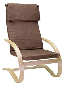Poltrona in Tessuto e Legno con Cuscino 67x82xH94cm Marrone