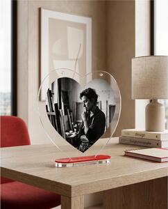 Portafoto Singolo in plexiglass con doppio Cuore Line LOVIA Dimensioni 22x5x h 22,5 cm Stile moderno colore Rosso