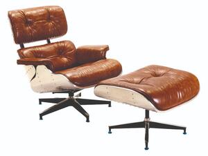 Poltrona in Similpelle con Pouf 88x83H86 cm Marrone