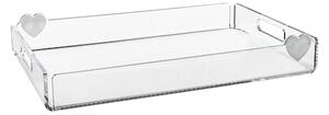 Vassoio rettangolare in plexiglass SMALL con cuori Linea LOVIA Dimensioni 33x23x h 7 cm - ideale per 6 tazzine trasparenze luminose e riflessi delicati colore trasparente