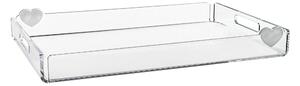 Vassoio rettangolare in plexiglass BIG con cuori Linea LOVIA Dimensioni 46x 32x h 7 cm - ideale per 12 tazzine trasparenze luminose e riflessi delicati colore trasparente