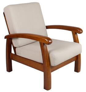 Poltrona in Legno con Cuscini 66x85x83cm Vandi Ecru