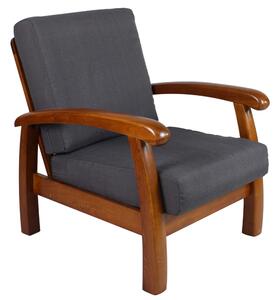 Poltrona in Legno con Cuscini 66x85x83cm Vandi Grigia