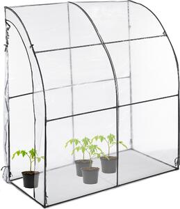 Serra per pomodori Relaxdays, telo in PVC, HBT: 215 x 200 x 100 cm, serra in telo calpestabile, trasparente/nera