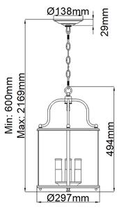 Hinkley HK-GENTRY-P-M-PB - Lampadario a catena GENTRY 4xE14/60W/230V dorato