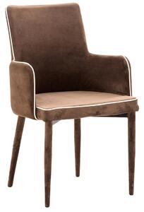 Poltrona Imbottita 56,5x53x87 cm in Tessuto Vellutato Plana Plus Cappuccino