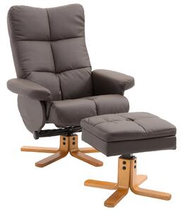 Poltrona Relax Reclinabile con Poggiapiedi in Similpelle Marrone