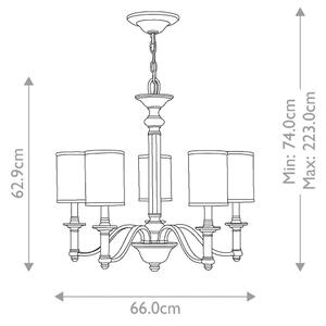 Hinkley HK-SUSSEX5 - Lampadario a sospensione con catena SUSSEX 5xE14/40W/230V, cromo opaco