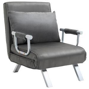 Poltrona Letto Trasformabile con Rivestimento in Microfibra Grigio Scuro