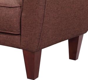 Poltrona Elegante Classica in Tessuto di Lino Marrone 84x65x82.4 cm