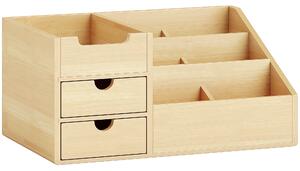 HOMCOM Organizer da Scrivania in Bambù con 2 Cassetti e 7 Scomparti Portaoggetti, 33x20.5x15.5 cm | Aosom Italy
