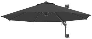 Outsunny Ombrellone da Giardino a Parete, Girevole a 180° con Manovella e 8 Stecche, Grigio|Aosom