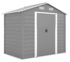 Outsunny Casetta da Giardino con Porte Scorrevoli e 4 Prese d'Aria, Capanno Attrezzi in Acciaio e PP, 196x236x208 cm, Grigio Chiaro | Aosom Italy