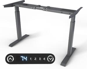 Struttura per scrivania regolabile in altezza - Telaio per tavolo - Telaio per scrivania da ufficio con doppio motore, regolazione elettrica dell'altezza, touchscreen e funzione di memoria - Antracite