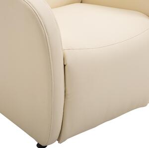 Poltrona Relax Reclinabile in Similpelle con Poggiapiedi Crema