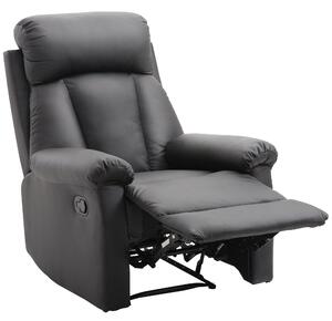 Poltrona Relax Classica in Similpelle Schienale Reclinabile e Poggiapiedi Nera
