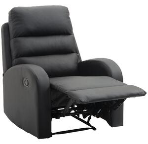 Poltrona Relax Reclinabile con Poggiapiedi in Similpelle Nera