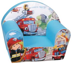Poltroncina per Bambini 33x40x55cm Tessuto Sfoderabile con Pompieri Miller Blu