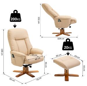 Poltrona Relax Reclinabile con Poggiapiedi in Similpelle Beige