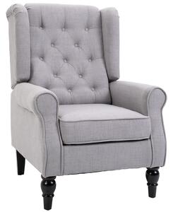 Poltrona in Tessuto Stile Francese 76x86x108 cm Grigio