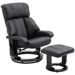 Poltrona Relax Manuale Reclinabile Massaggiante con Pouf Poggiapiedi e Telecomando Nero
