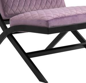 Poltrona Imbottita in Acciaio e Poliestere Effetto Trapuntato 65x82x68 cm Viola