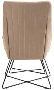 Poltrona con Poggiapiedi in Acciaio e Tessuto Lino Beige