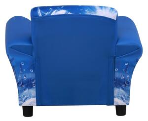 Poltroncina Mini per Bambini con Fantasia Oceano Giallo e Blu