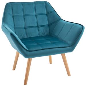 Poltrona Imbottita 79x69,5x72,5 cm in Tessuto Petrolio