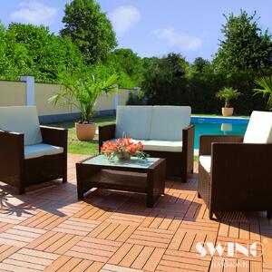 Set da salotto in rattan per 4 persone - Set di mobili da giardino - Set divano in polyrattan Miami - marrone