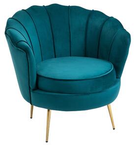Poltrona Imbottita 79x77x77 cm in Velluto Verde Petrolio