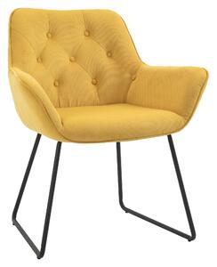 Poltroncina Imbottita 70x66,5x82 cm in Tessuto Effetto Velluto Giallo