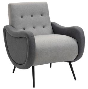 Poltrona Imbottita 72x81x86 cm in Tessuto Lino Grigio Chiaro