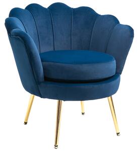Poltrona Imbottita 76x67x74 cm in Tessuto Vellutato Blu
