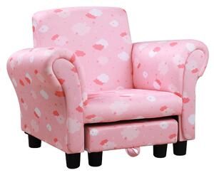 Poltroncina Imbottita per Bambini 57x42x45 cm con Poggiapiedi Rosa