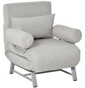 Poltrona Letto Singolo Trasformabile 73x60x81 cm Schienale Reclinabile Grigia