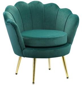 Poltrona Imbottita 76x67x74 cm in Tessuto Vellutato Verde