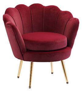 Poltrona Imbottita 76x67x74 cm in Tessuto Vellutato Rosso
