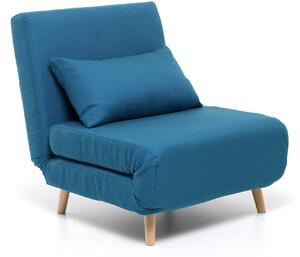 Poltrona Letto Singolo Trasformabile 80x90x80 cm in Tessuto Turchese