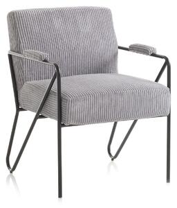 Poltrona Imbottita 64x69x86 cm in Velluto Grigio Scuro