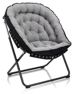 Poltrona Imbottita 77x70x92 cm in Velluto Grigio Chiaro