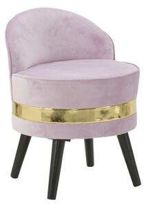 Sedia Mini Paris Rosa Ø45x62 cm Legno Spugna e Velluto Sintetico Rosa e Oro e Nero