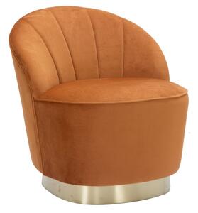 Poltrona Sopy Ruggine 67x71x70 cm Legno Ferro Spugna e Velluto Ruggine e Oro