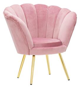 Poltrona Vienna Rosa 85x70x88 cm Spugna e Tessuto e Metallo Rosa e Oro