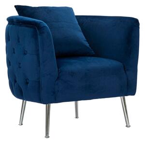 Poltrona Bucarest Blu Elettrico 76x74x73 cm in Playwood Spugna Tessuto e Metallo Blue e Oro