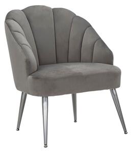 Poltrona Shell Grigia 65x69x84 cm in Legno Spugna Poliestere e Acciaio Grigio