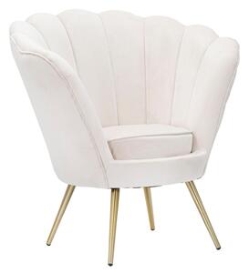 Poltrona Vienna Crema 85x76x88 cm Spugna e Tessuto e Metallo Bianco e Oro
