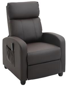 Poltrona Relax Massaggiante 68x88x98 cm con Telecomando in Similpelle Marrone